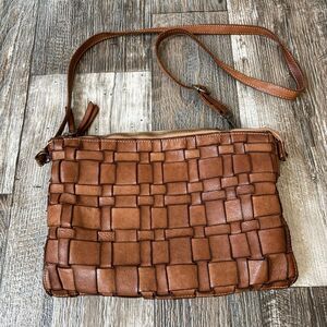 Costanza Rota Woven Brown Leather Crossbody Handbag